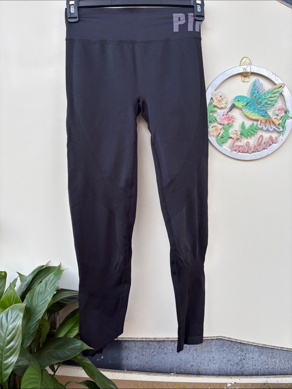 PINK Victoria's Secret Black High-Rise Seamless Ribbed Leggings